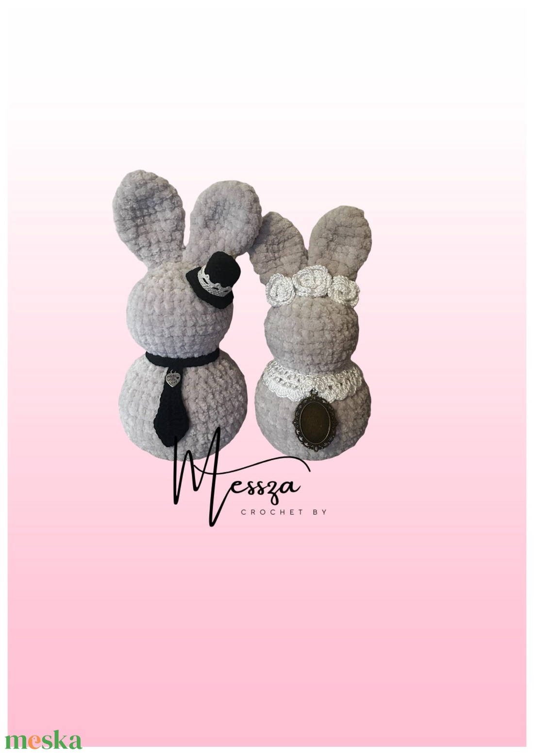 Esküvői nyuszi pár horgolásminta (angol nyelvű PDF) � romantikus, csipkés amigurumi nyuszik - diy (csináld magad) - szabásminta, útmutató - horgolási minta - Meska.hu