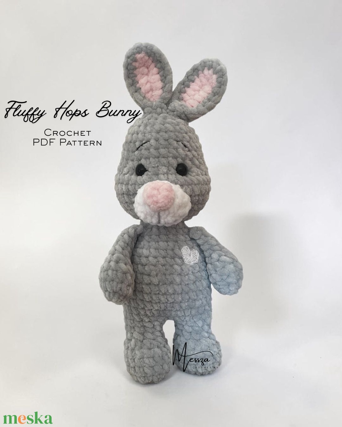 Fluffy Hops nyuszi horgolásminta (angol nyelvű PDF) �  amigurumi nyuszi - diy (csináld magad) - szabásminta, útmutató - horgolási minta - Meska.hu
