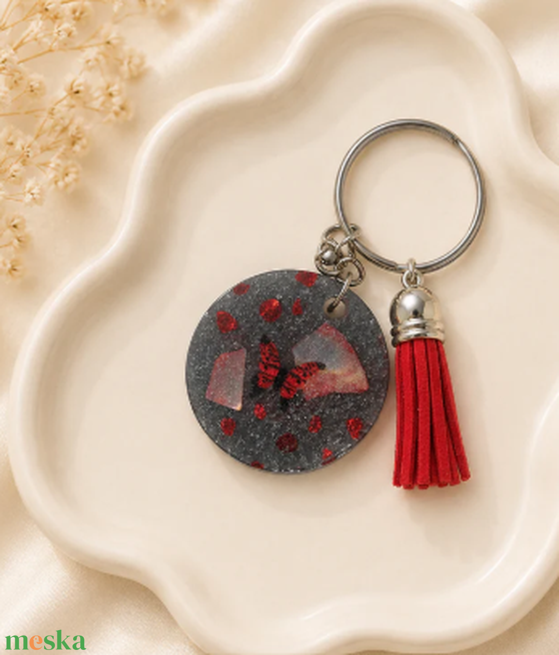 Szürke Pillangó Handmade Kulcstartó - táska & tok - kulcstartó & táskadísz - kulcstartó - Meska.hu