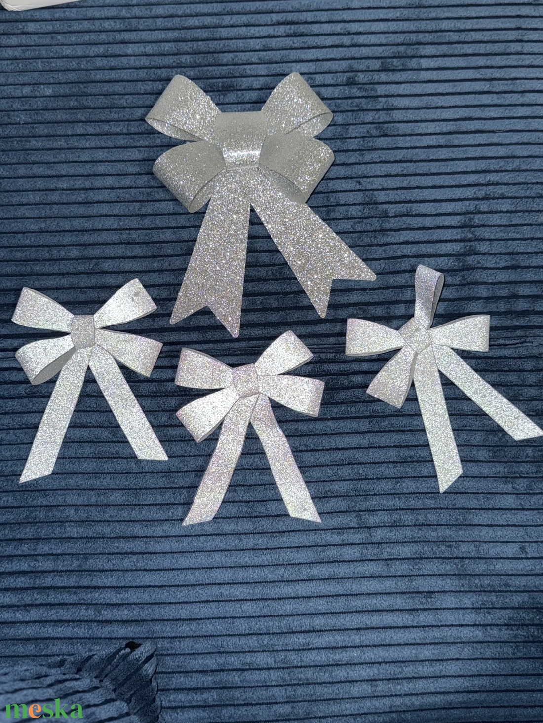 Ezüst masni - karácsony - adventi díszek - adventi ajtódísz - Meska.hu