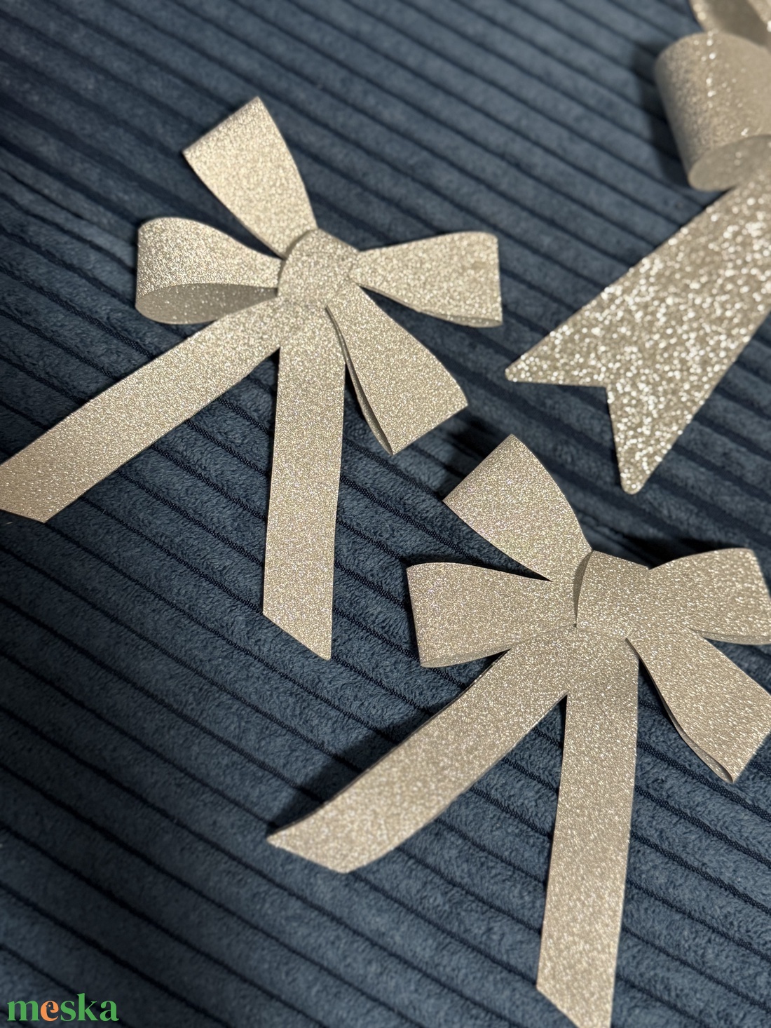 Ezüst masni - karácsony - adventi díszek - adventi ajtódísz - Meska.hu