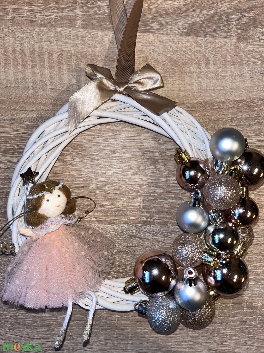 Angyalkás gömbös ajtódísz - otthon & életmód - dekoráció - ajtó- és ablak dekoráció - ajtódísz & kopogtató - Meska.hu