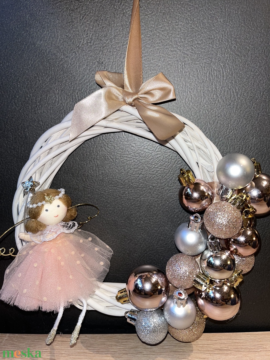 Angyalkás gömbös ajtódísz - otthon & életmód - dekoráció - ajtó- és ablak dekoráció - ajtódísz & kopogtató - Meska.hu