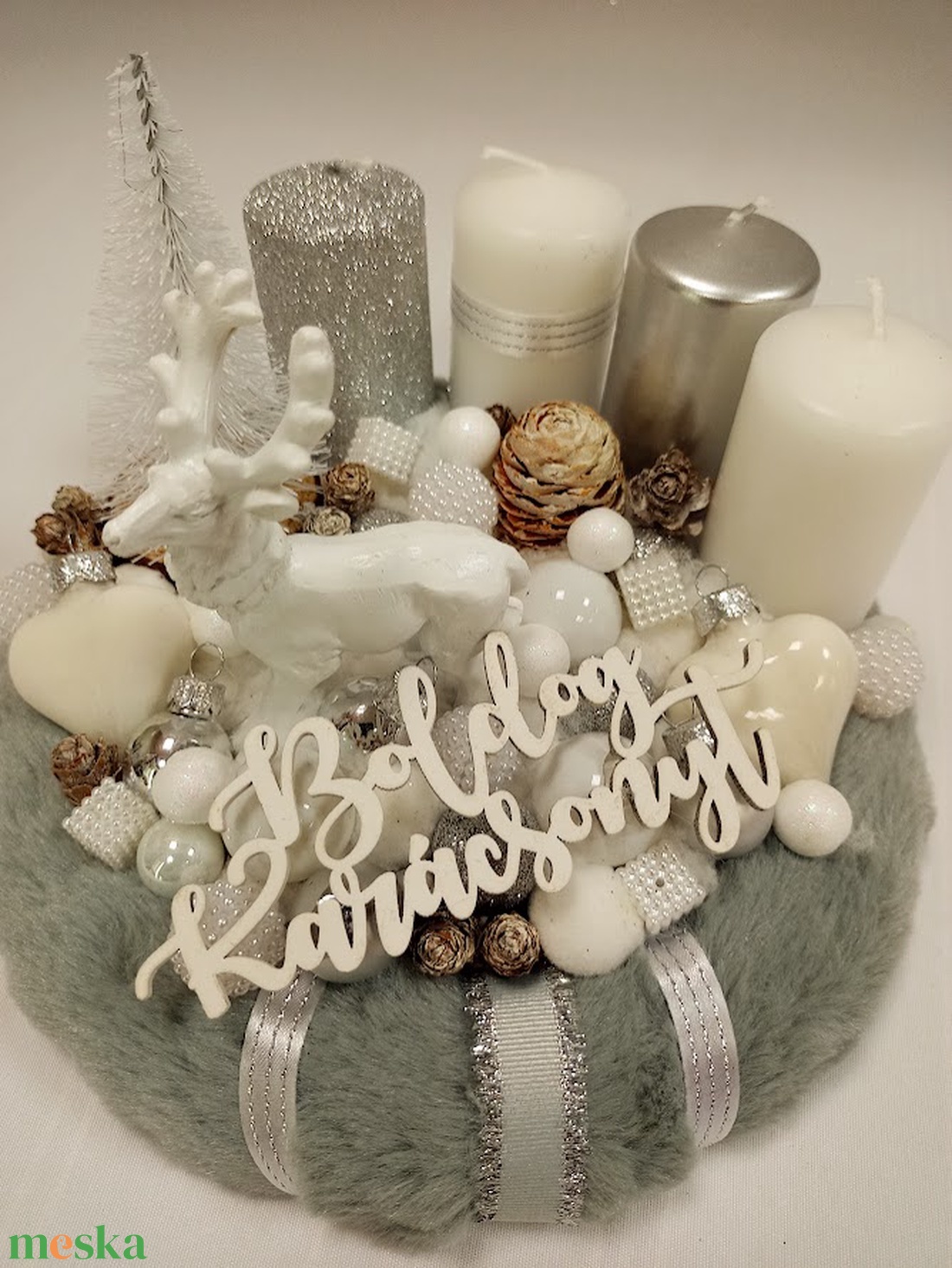 Fehér szarvasos adventi koszorú - karácsony - adventi díszek - adventi koszorú - Meska.hu Fehér szarvasos adventi koszorú - karácsony - adventi díszek - adventi koszorú - Meska.hu