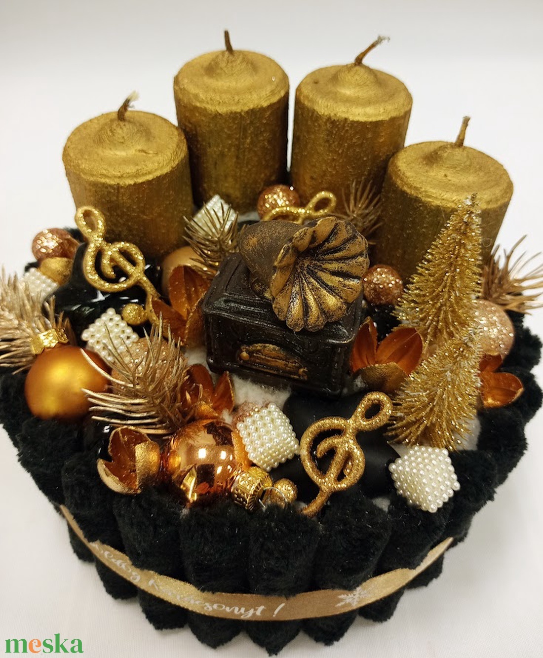 Karácsonyi dallamok adventi koszorú - karácsony - adventi díszek - adventi koszorú - Meska.hu