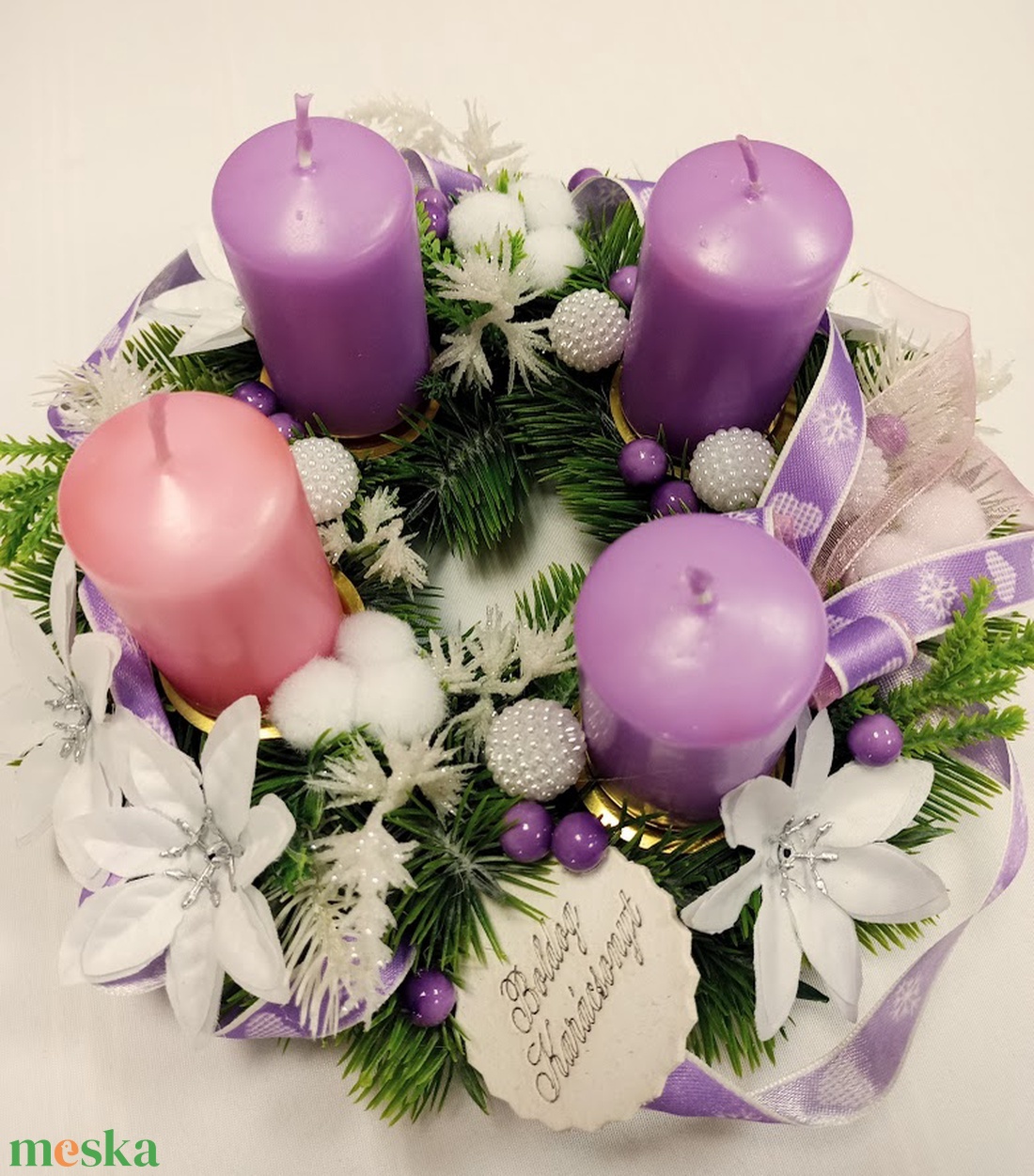Lila rózsaszín gyertyás adventi koszorú - karácsony - adventi díszek - adventi koszorú - Meska.hu Lila rózsaszín gyertyás adventi koszorú - karácsony - adventi díszek - adventi koszorú - Meska.hu