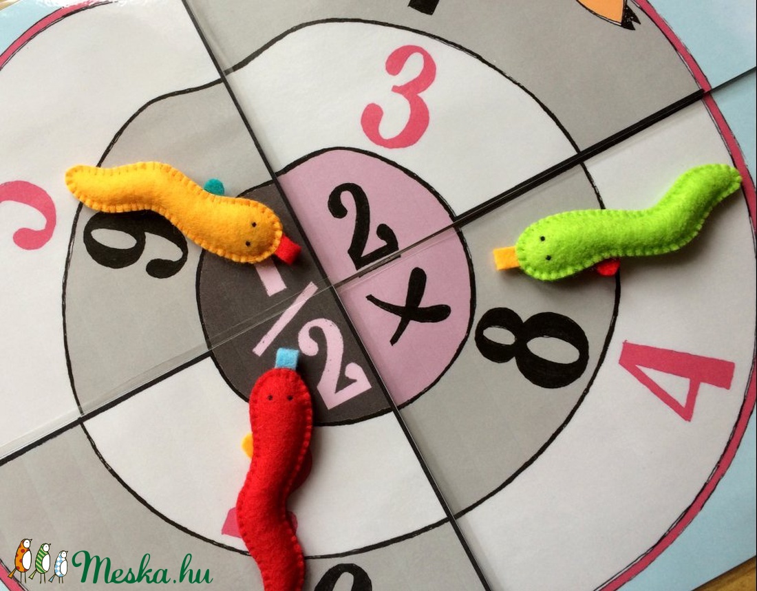 Kígyóvető, célba dobást gyakorló játék 8 db filc állatfigurával, ügyességi, készségfejlesztő játék - játék & sport - készségfejlesztő és logikai játék - Meska.hu
