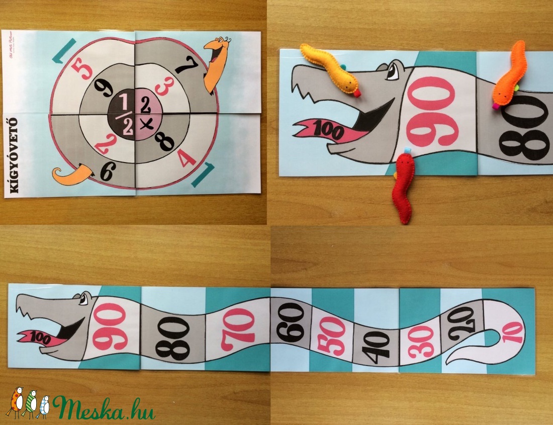 Kígyóvető, célba dobást gyakorló játék 8 db filc állatfigurával, ügyességi, készségfejlesztő játék - játék & sport - készségfejlesztő és logikai játék - Meska.hu