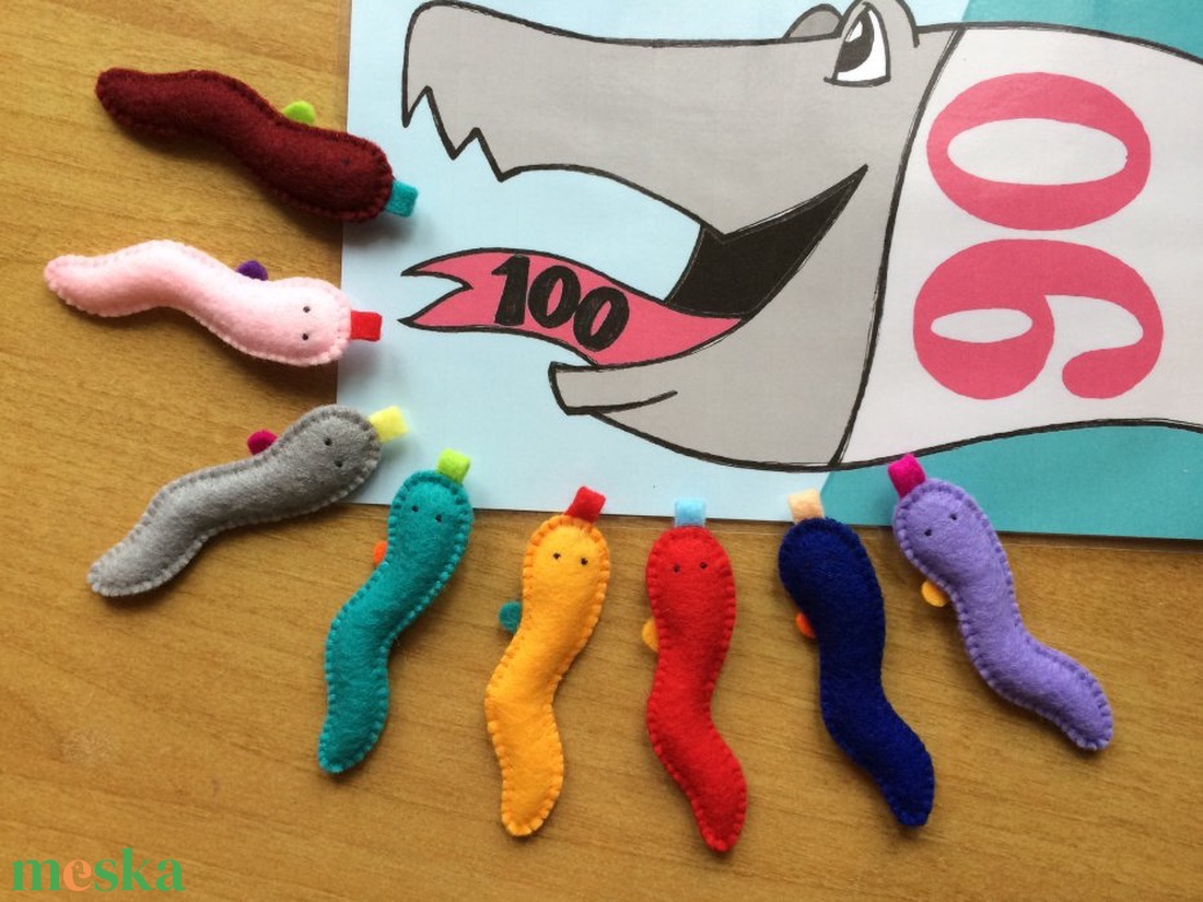 Kukacvető, célba dobást gyakorló családi társasjáték 8 db filc állatfigurával - baba - mama - baba játékok - waldorf játékok - Meska.hu