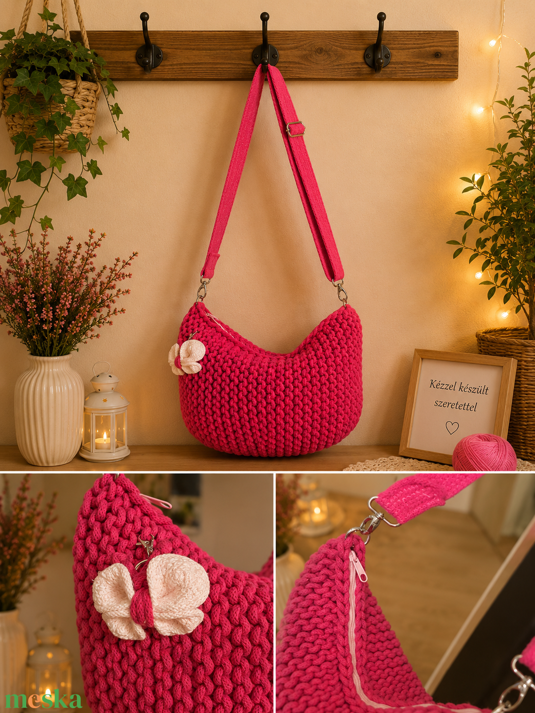 Pink horgolt táska - táska & tok - kézitáska & válltáska - alkalmi táska - Meska.hu