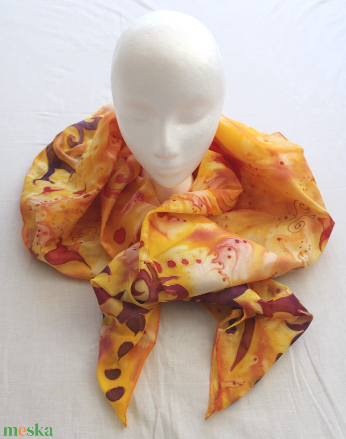 Őszi hangulatú selyemkendő - ruha & divat - sál, sapka, kendő - kendő - Meska.hu