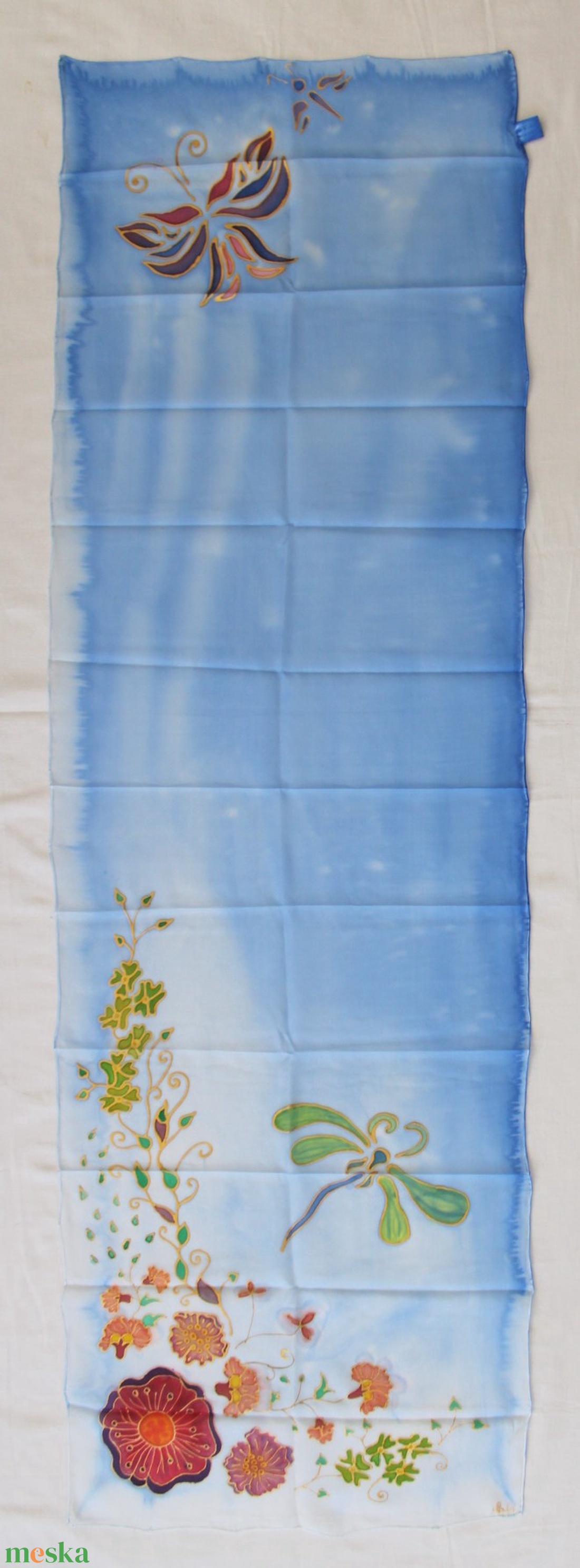 Nyári virágos selyemsál - ruha & divat - sál, sapka, kendő - sál - Meska.hu