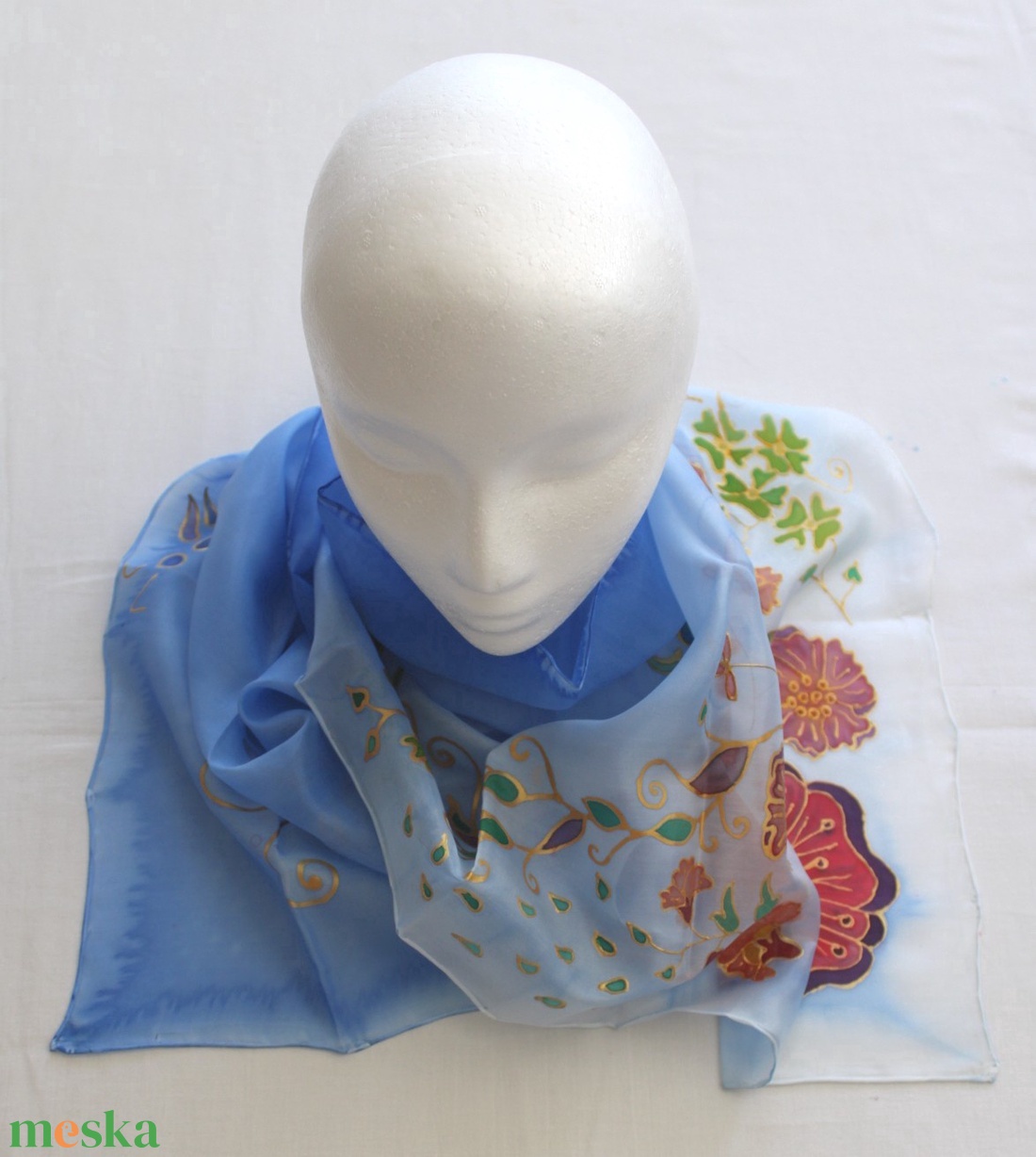 Nyári virágos selyemsál - ruha & divat - sál, sapka, kendő - sál - Meska.hu
