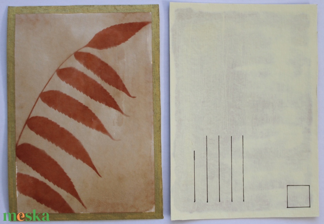 Növénylenyomat - eco art képeslap - otthon & életmód - papír, írószer - ajándékozás kellékei - képeslap, üdvözlőlap - Meska.hu