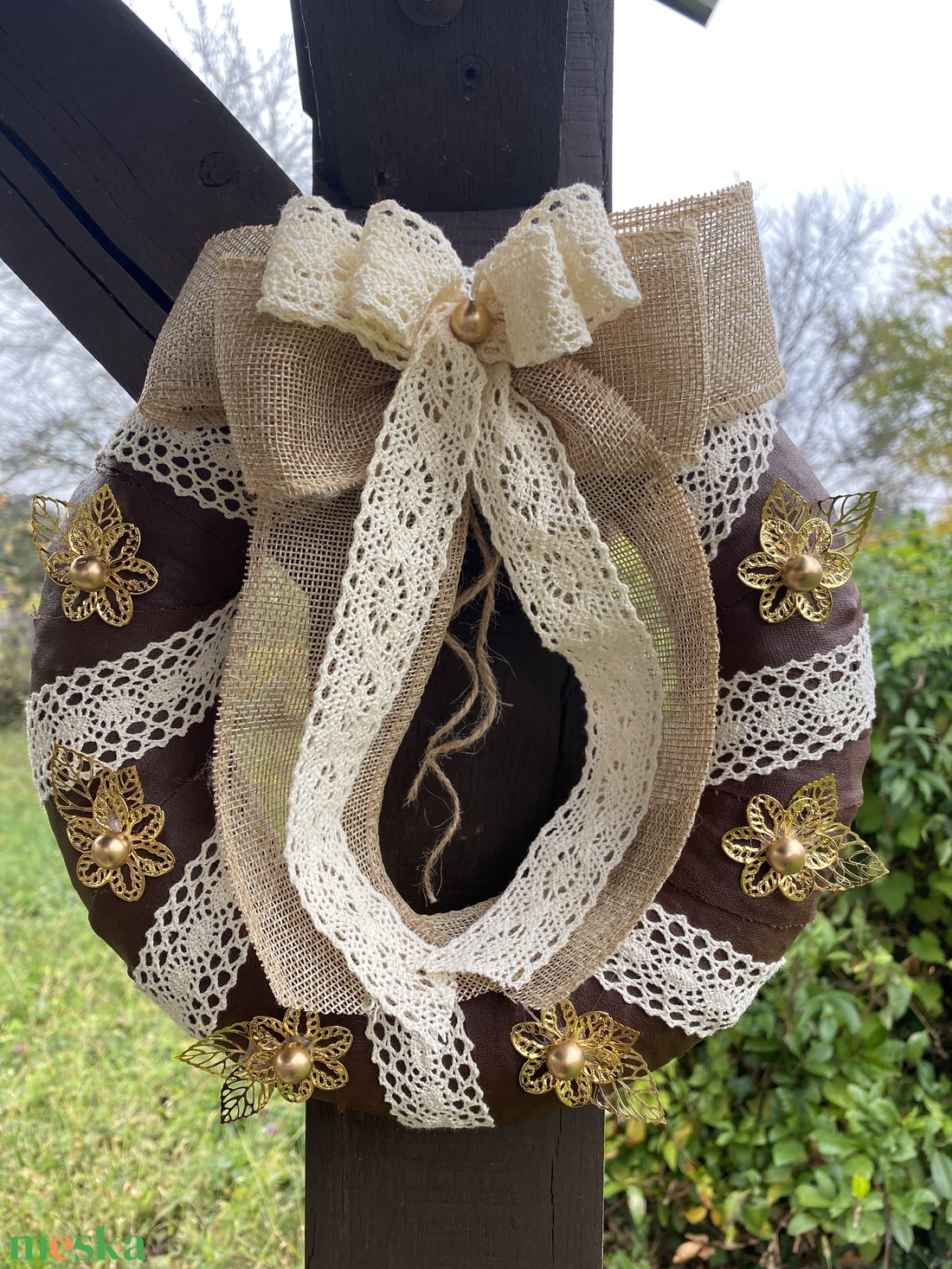 Vintage stílusú koszorú - otthon & életmód - dekoráció - virágdísz és tartó - koszorú - Meska.hu