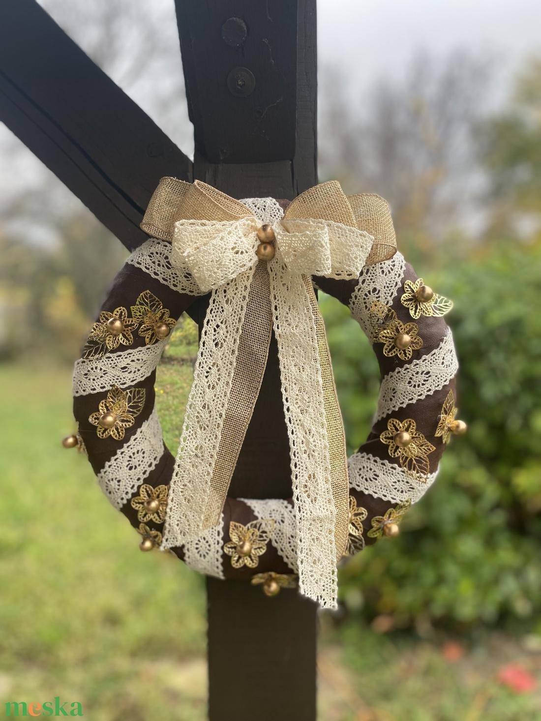 Vintage stílusú koszorú - otthon & életmód - dekoráció - virágdísz és tartó - koszorú - Meska.hu