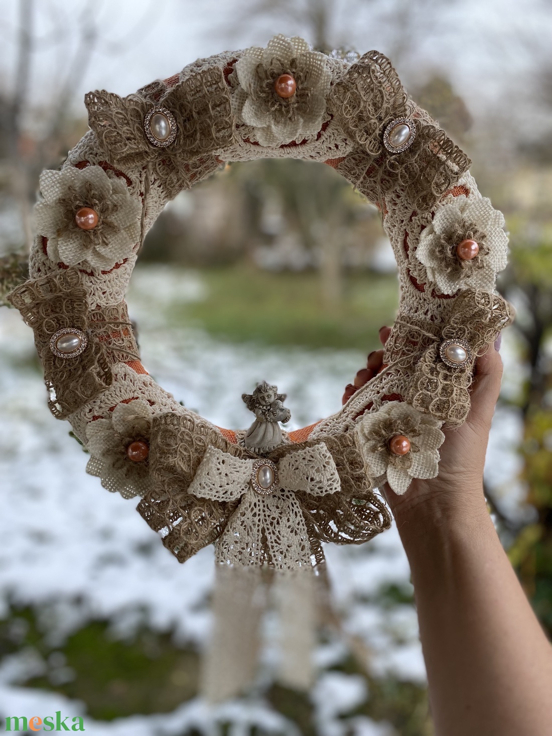 Karácsonyi vintage stílusú koszorú - otthon & életmód - dekoráció - virágdísz és tartó - koszorú - Meska.hu