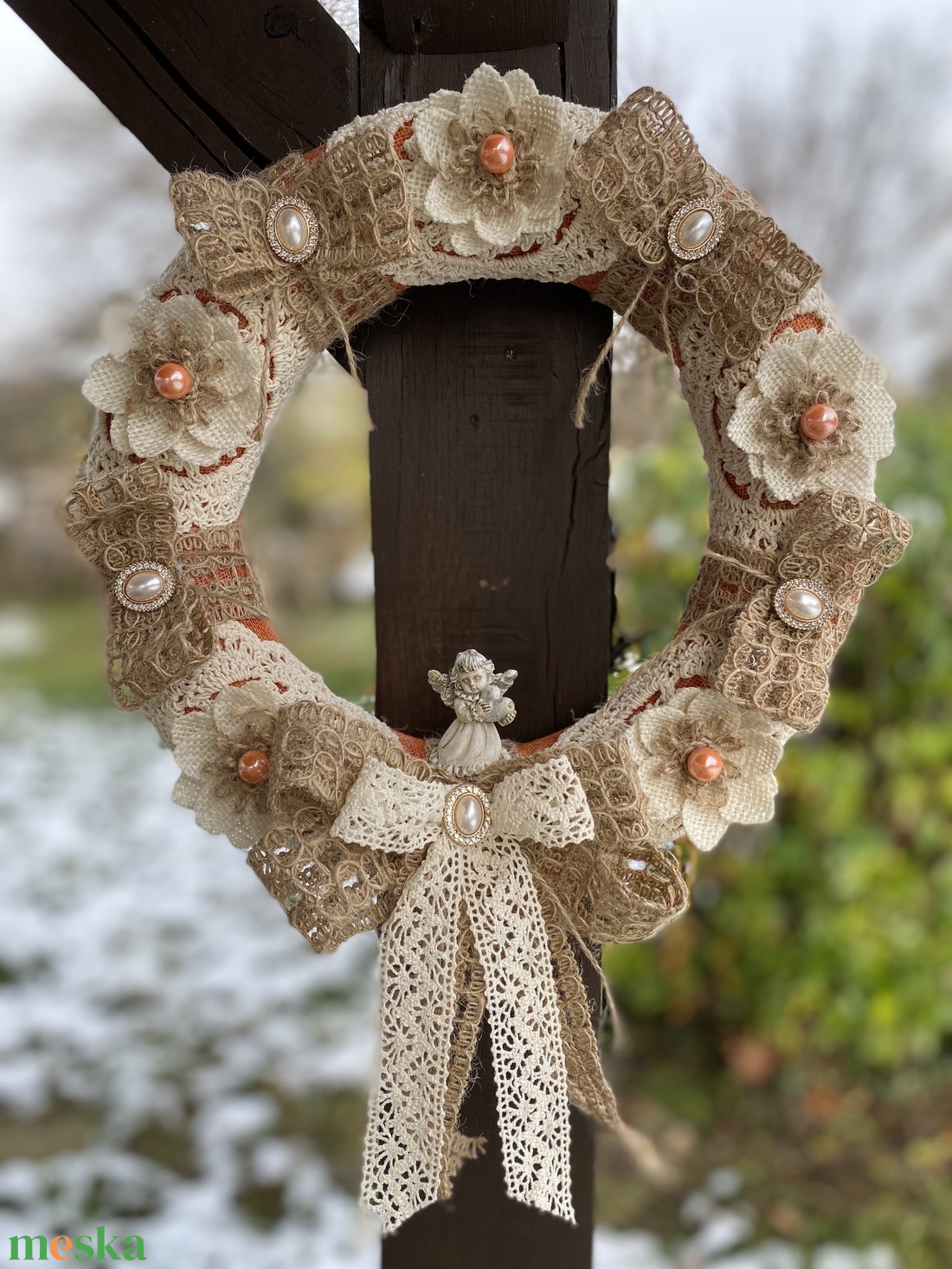 Karácsonyi vintage stílusú koszorú - otthon & életmód - dekoráció - virágdísz és tartó - koszorú - Meska.hu