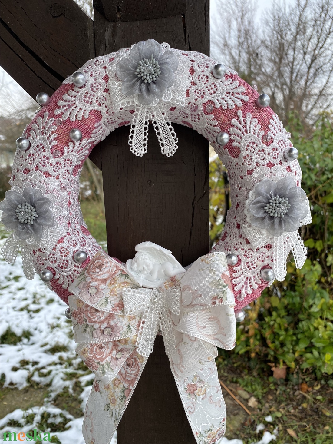 Karácsonyi vintage stílusú koszorú - karácsony - adventi díszek - adventi koszorú - Meska.hu