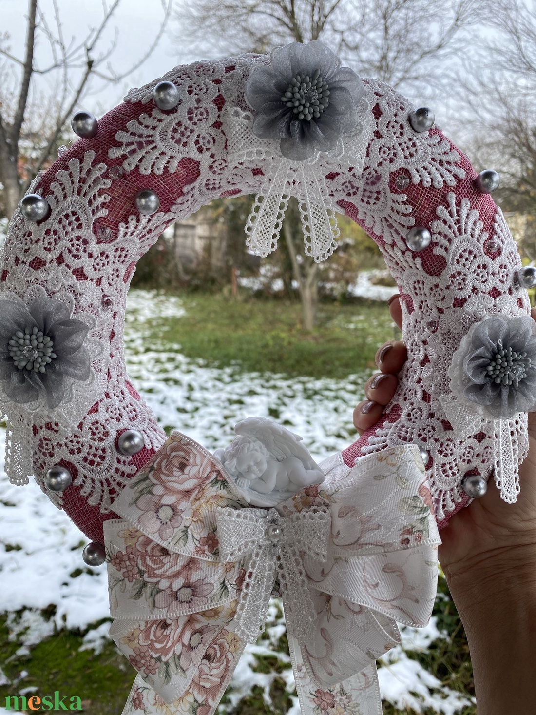 Karácsonyi vintage stílusú koszorú - karácsony - adventi díszek - adventi koszorú - Meska.hu