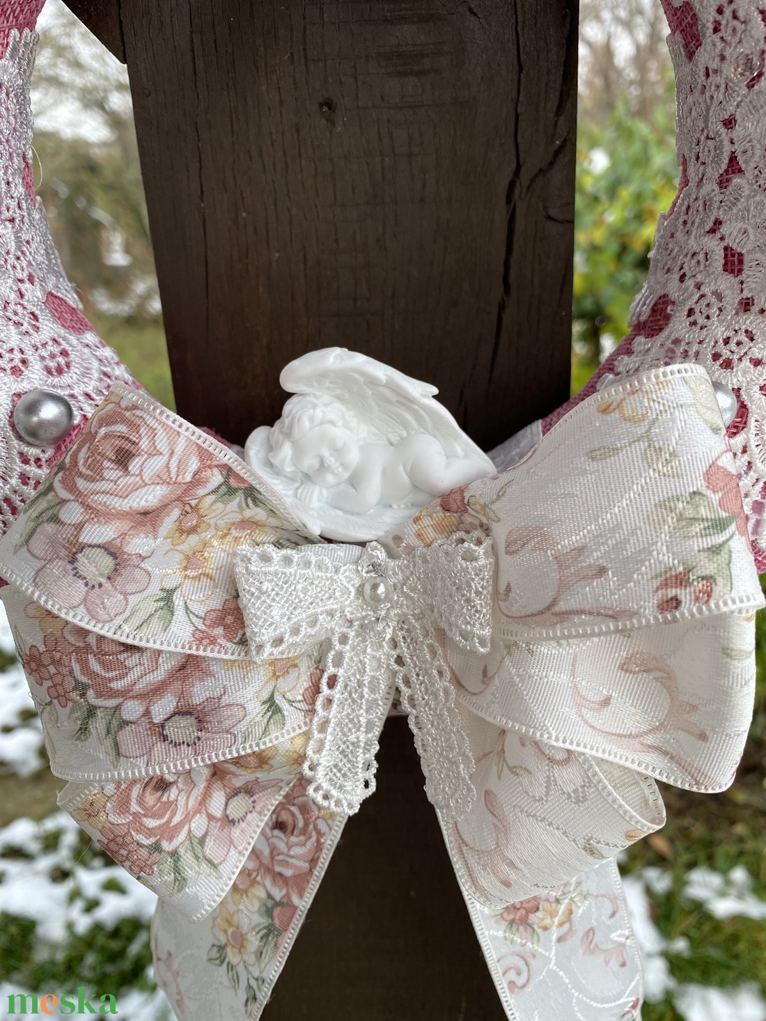 Karácsonyi vintage stílusú koszorú - karácsony - adventi díszek - adventi koszorú - Meska.hu