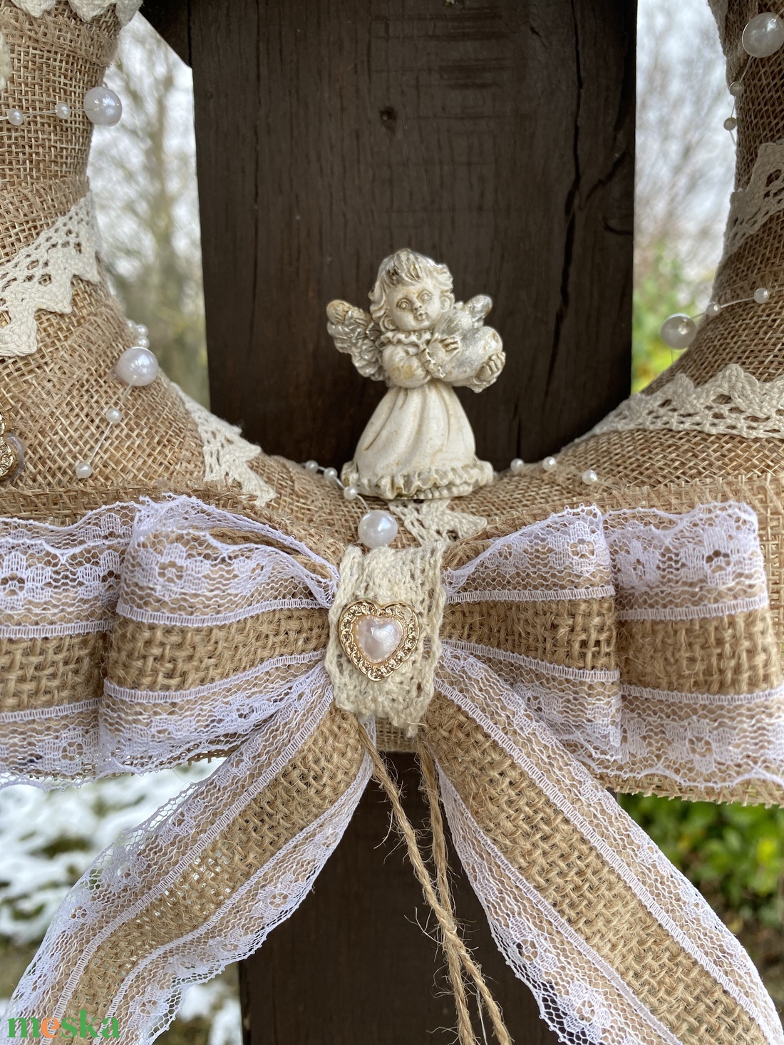 Karácsonyi vintage stílusú koszorú - karácsony - adventi díszek - adventi koszorú - Meska.hu