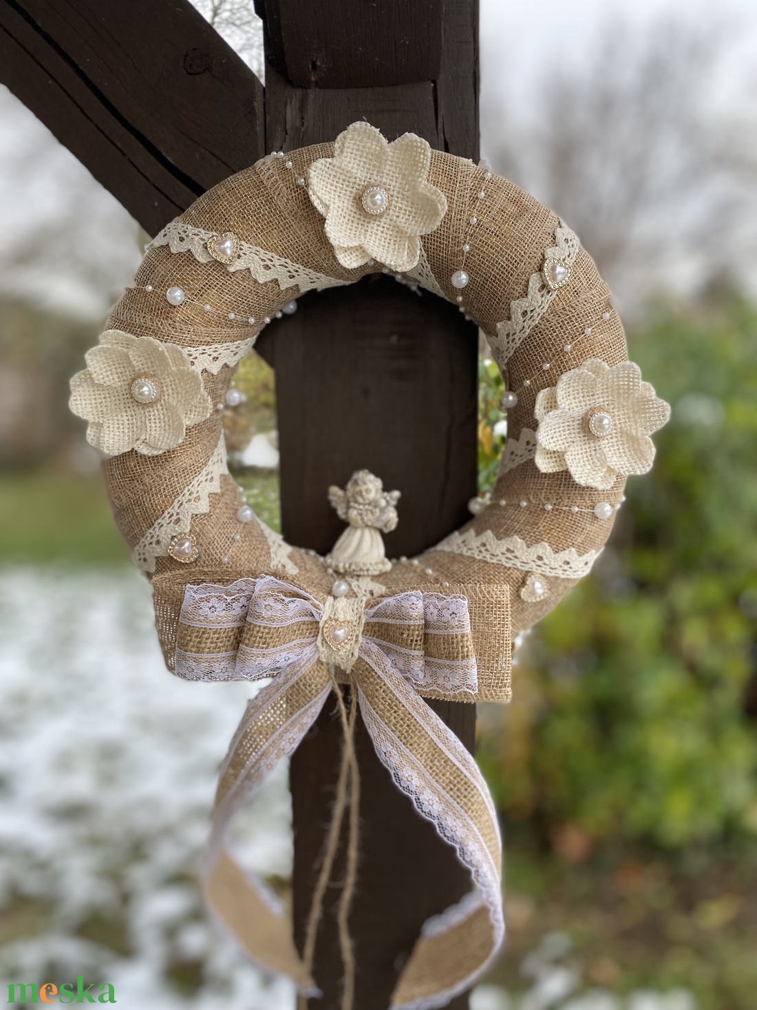 Karácsonyi vintage stílusú koszorú - karácsony - adventi díszek - adventi koszorú - Meska.hu