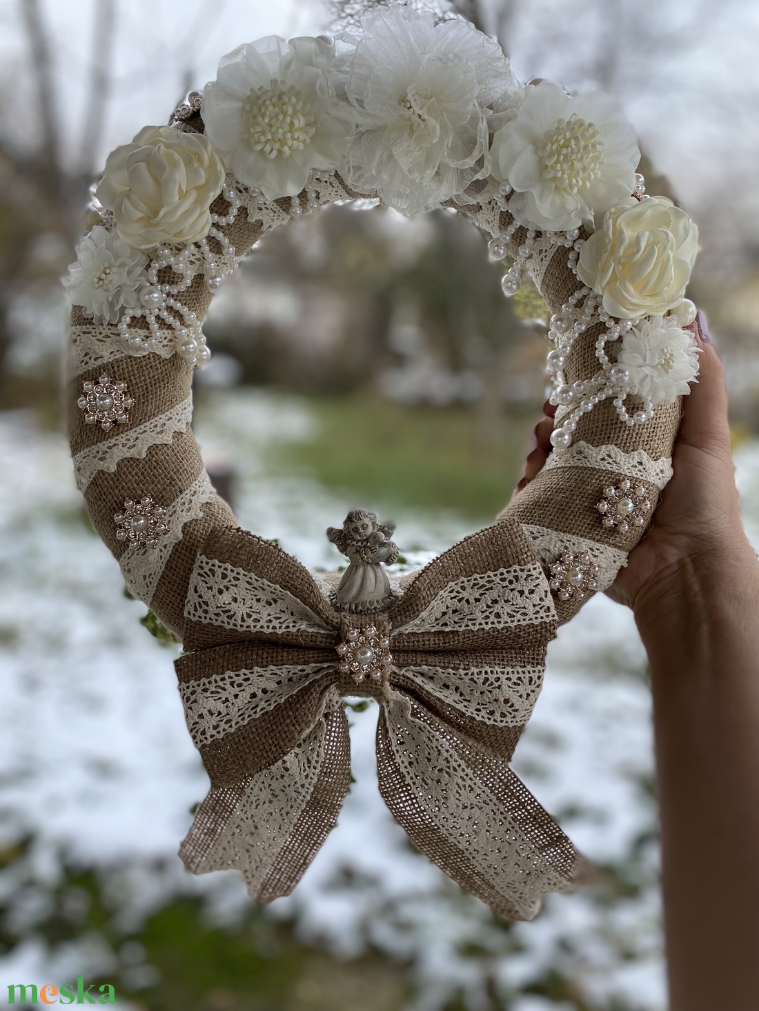 Karácsonyi vintage stílusú koszorú - otthon & életmód - dekoráció - virágdísz és tartó - koszorú - Meska.hu