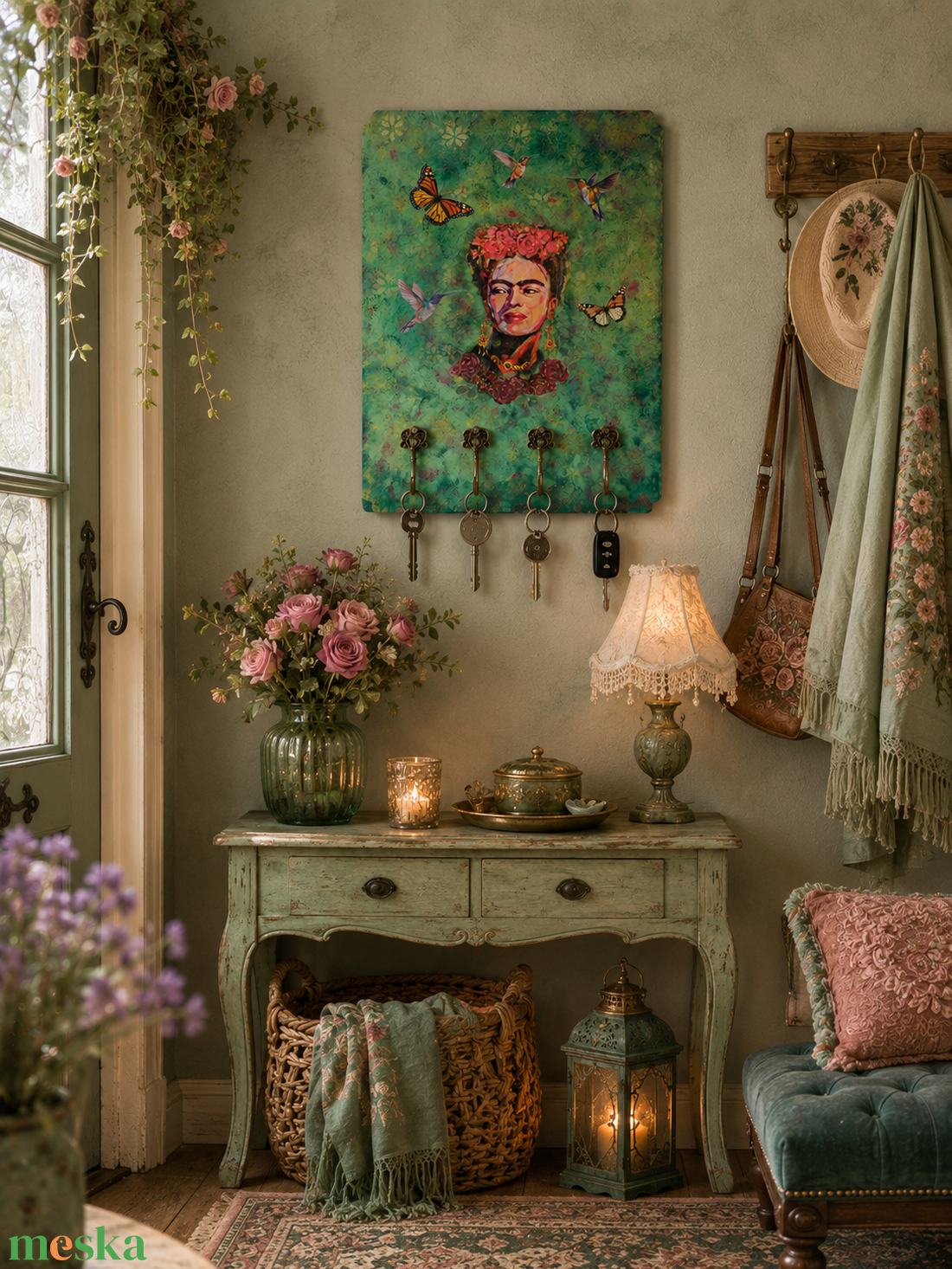 Frida Kahlo fali kulcstartó - otthon & életmód - dekoráció - fali és függő dekoráció - fali kulcstartó - Meska.hu
