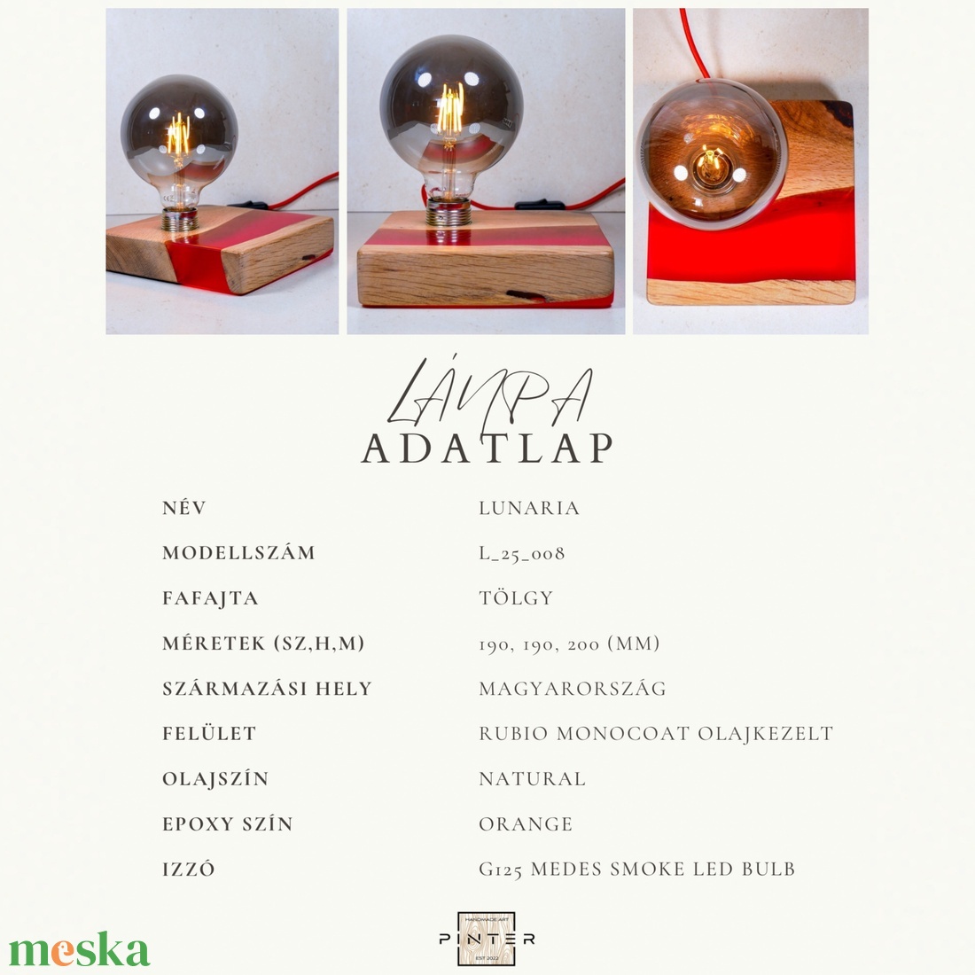 Tölgy-epoxy Lámpa - Lunaria - otthon & életmód - lámpa - hangulatlámpa - Meska.hu
