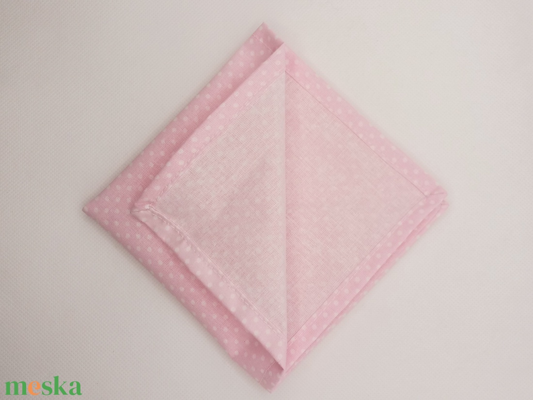 Rózsaszín, fehér pöttyös textilszalvéta - KOMBINÁLHATÓ - táska & tok - uzsonna- & ebéd tartó - szendvics csomagoló - Meska.hu