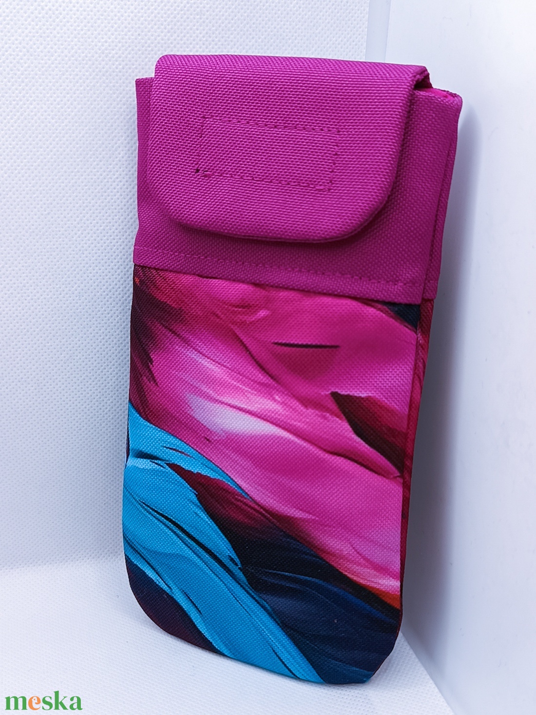 Magenta és türkiz tollak vízhatlan textil telefontok - táska & tok - pénztárca & más tok - telefontok - Meska.hu