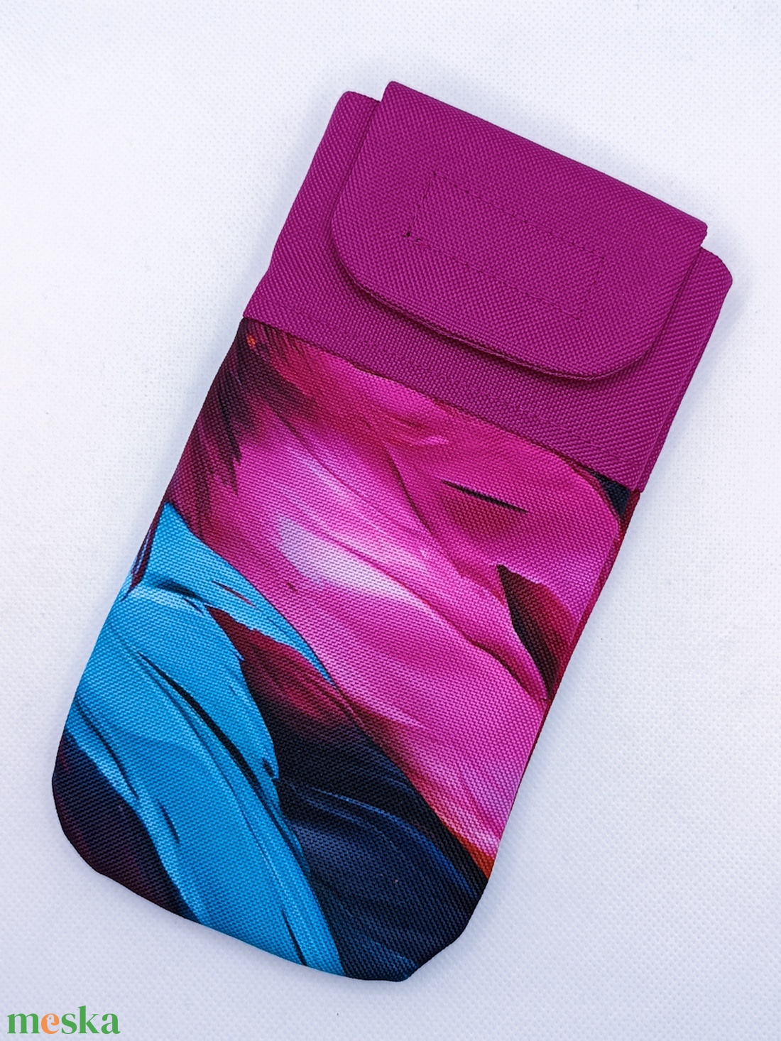 Magenta és türkiz tollak vízhatlan textil telefontok - táska & tok - pénztárca & más tok - telefontok - Meska.hu