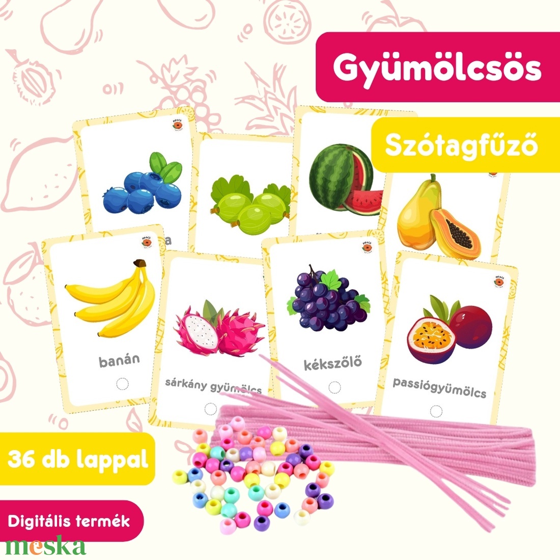 Gyümölcsös szótagfűző - játék & sport - készségfejlesztő és logikai játék - oktató játékok - Meska.hu Gyümölcsös szótagfűző - játék & sport - készségfejlesztő és logikai játék - oktató játékok - Meska.hu