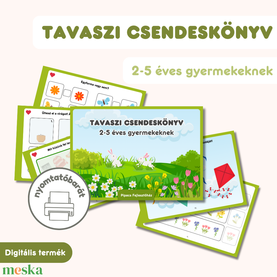 Tavaszi csendeskönyv  - játék & sport - készségfejlesztő és logikai játék - oktató játékok - Meska.hu