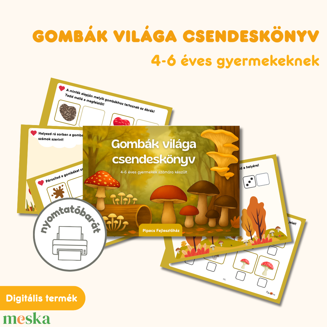 Gombák világa csendeskönyv  - szépségápolás - egészségmegőrzési kellékek - vércukormérő tok, táska - Meska.hu