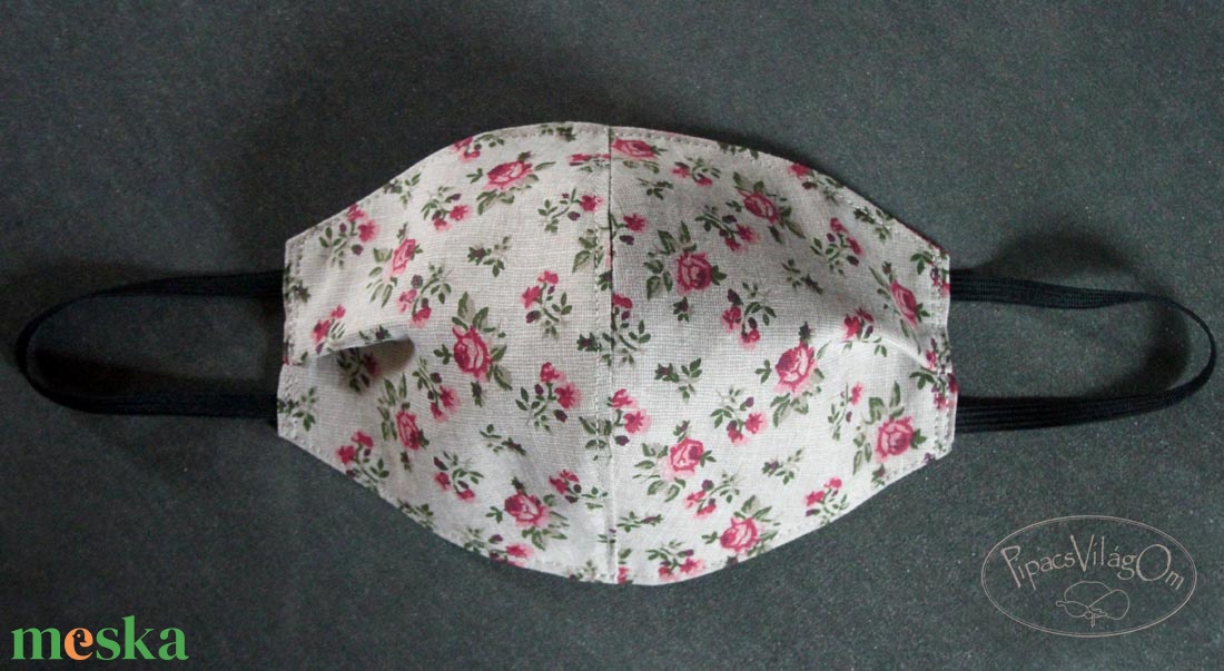 Rózsás arcmaszk, szájmaszk - ruha & divat - maszk, arcmaszk - női - Meska.hu