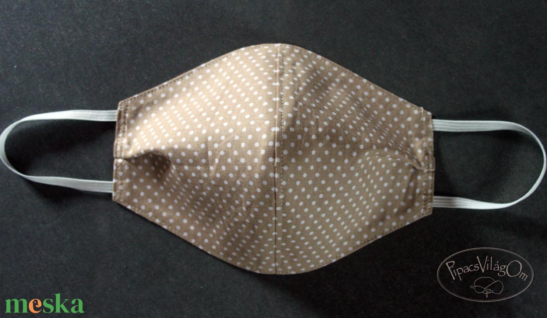 Homokszínű pöttyös arcmaszk, szájmaszk - női - női - Meska.hu
