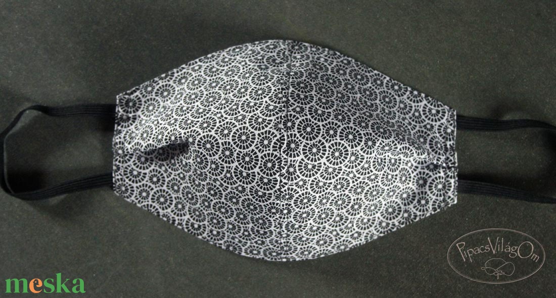 Sötétszürke körmintás arcmaszk, szájmaszk - női - női - Meska.hu