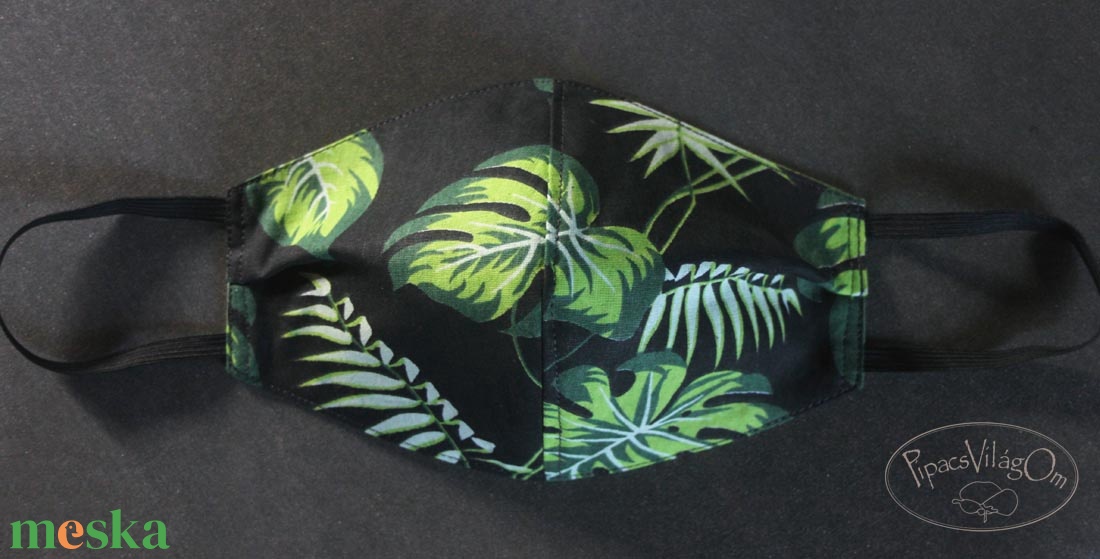 Filodendron leveles arcmaszk, szájmaszk - ruha & divat - maszk, arcmaszk - női - Meska.hu