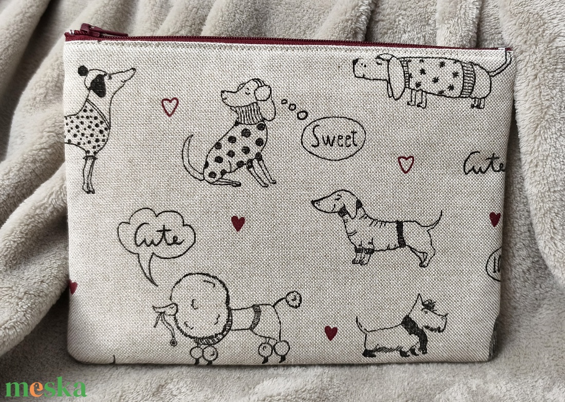 Rajzos kutyás nagy lapos neszesszer - táska & tok - neszesszer - Meska.hu