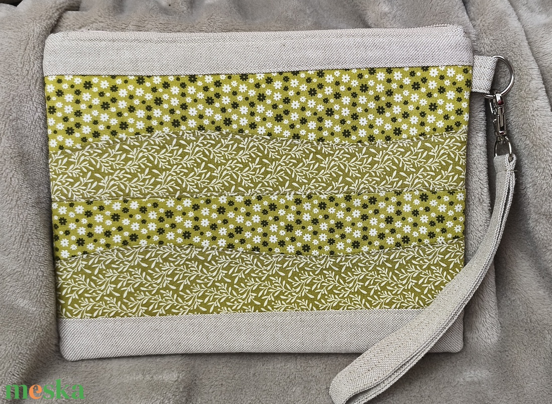 Natúr virágos-leveles nagy lapos neszesszer - táska & tok - neszesszer - Meska.hu