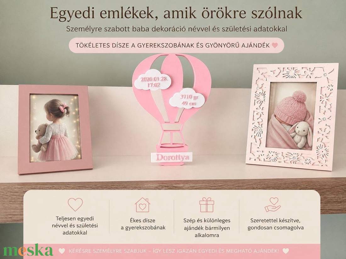 Hőlégballon babaszoba dekoráció - baba - mama - babaszoba dekoráció - babaszoba kép - Meska.hu