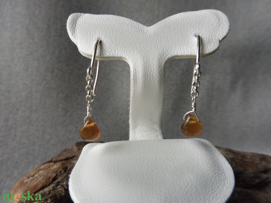 barna achátos fülbevaló    - ékszer - fülbevaló - lógó fülbevaló - Meska.hu