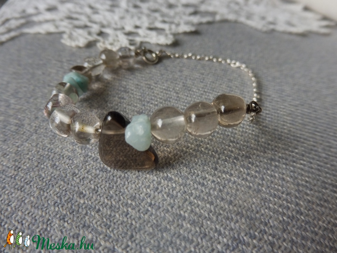 ezüst ásvány karkötő   - ékszer - karkötő - bogyós karkötő - Meska.hu