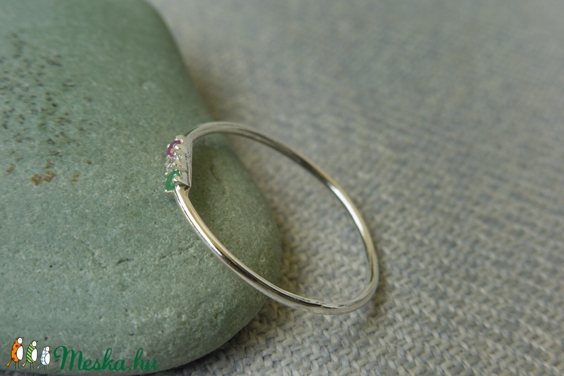p-f-z köves ezüst gyűrű  - ékszer - gyűrű - vékony gyűrű - Meska.hu