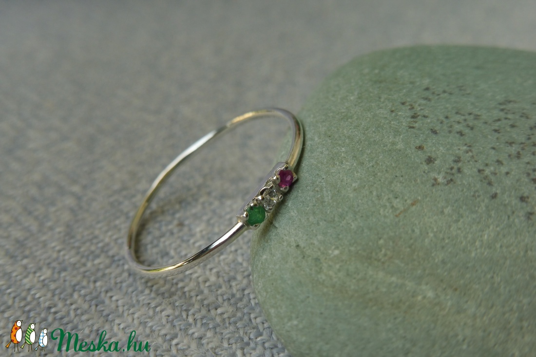 p-f-z köves ezüst gyűrű  - ékszer - gyűrű - vékony gyűrű - Meska.hu