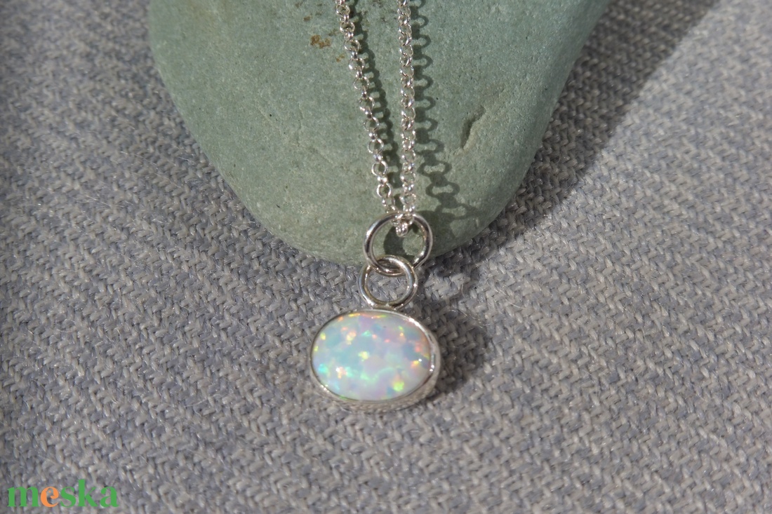 ezüst opálos medál - ékszer - nyaklánc - medál - Meska.hu