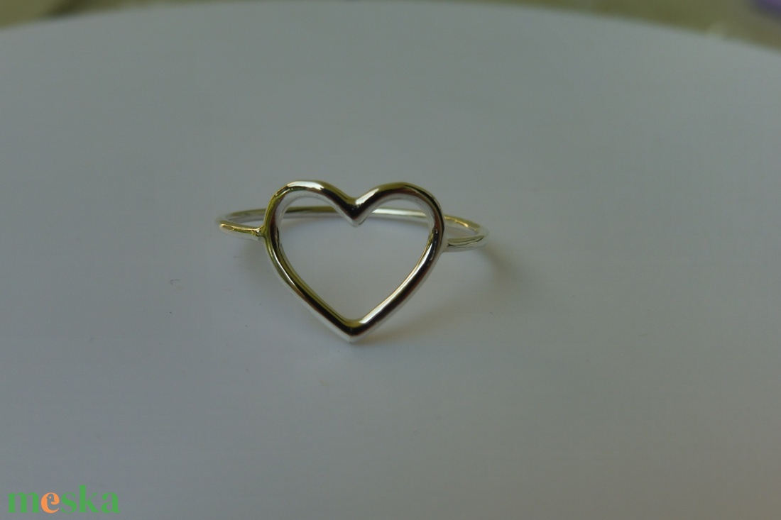 ezüst nagy szív gyűrű   - ékszer - gyűrű - vékony gyűrű - Meska.hu