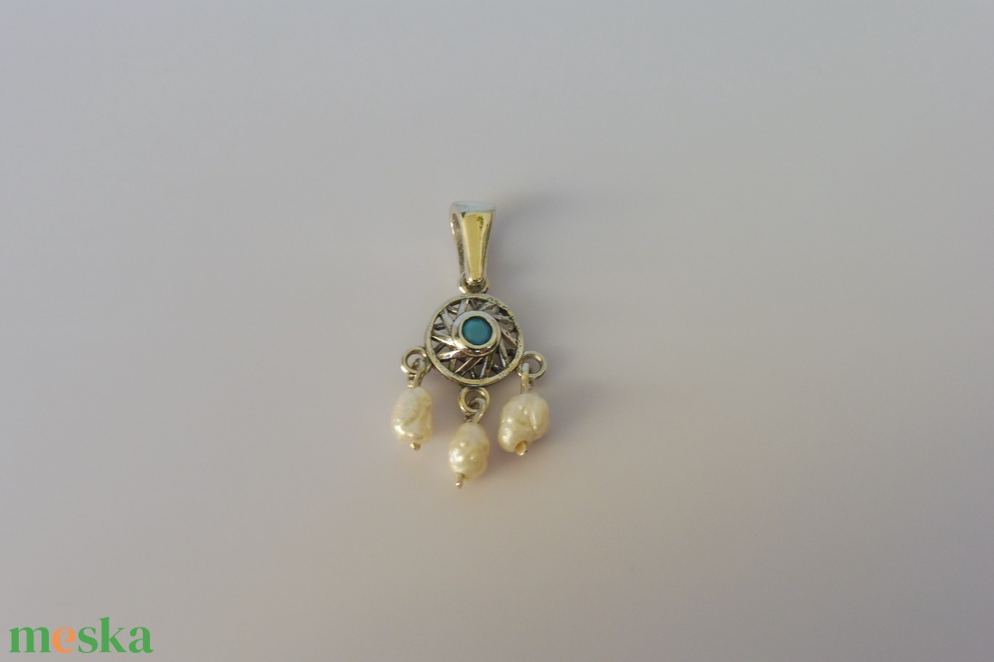 3 mozgó gyöngyös ezüstmedál - ékszer - nyaklánc - medál - Meska.hu